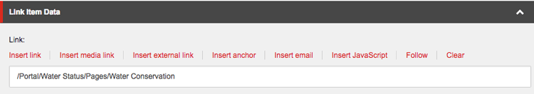 Content Editor - Quick Link Section