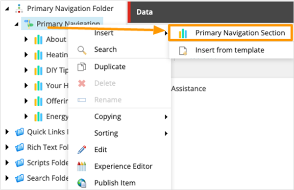 Primary Navigation - Add Primary Navigation Section