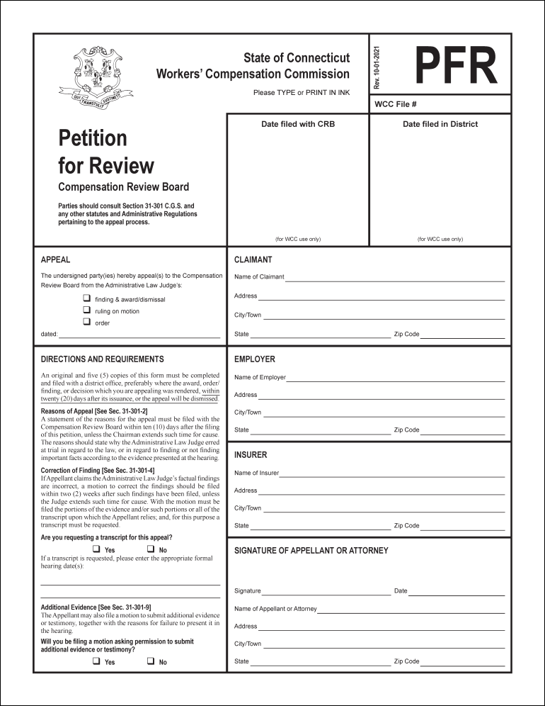 Illustration of the "Petition for Review" Form