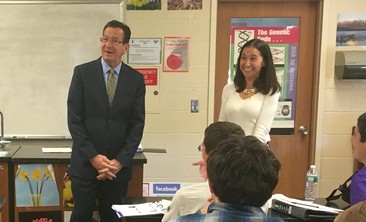 Governor Malloy with Lauren Danner the 2016 Connecticut Teacher of the Year