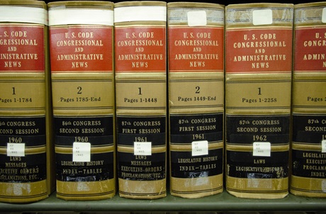 Legislative history books in the stacks