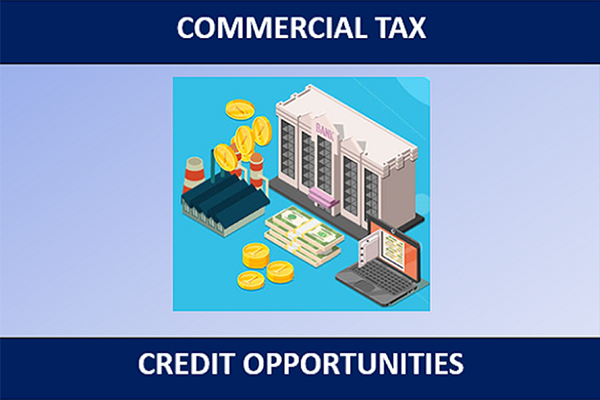 Commercial tax and credit opportunities vector graphic.
