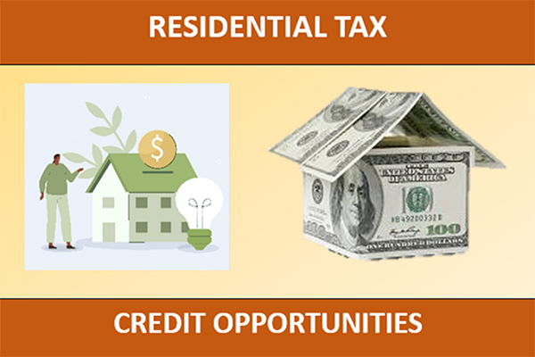 Residential tax and credit opportunities vector graphic.
