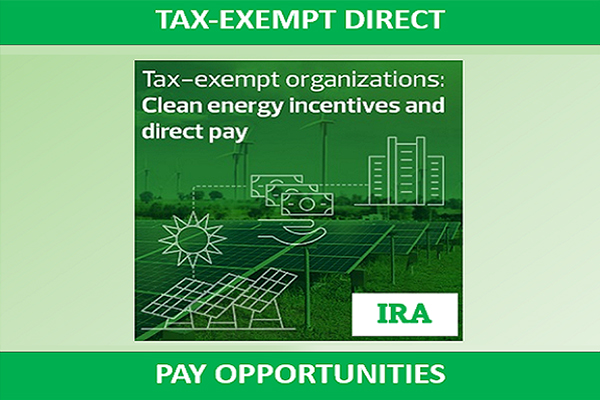 Tax exempt direct and pay opportunities vector graphic.