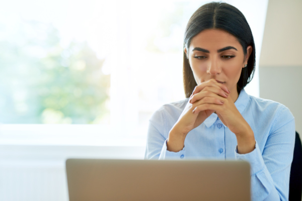 Employee using computer.