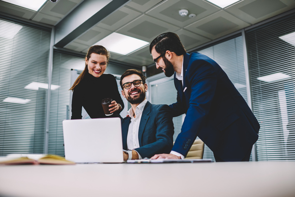 Business people smiling