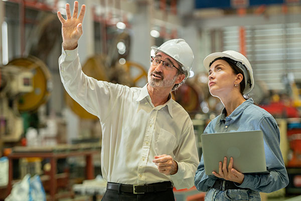 construction workers talking