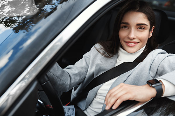 woman driving car