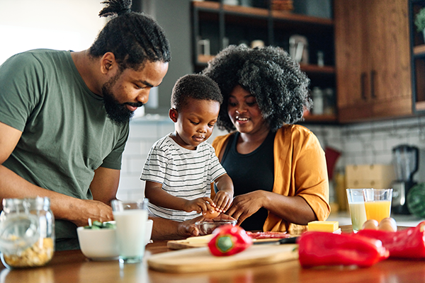 Family in the kitchen cooking
