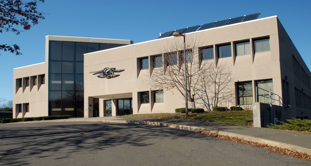 The exterior of a brutalist building