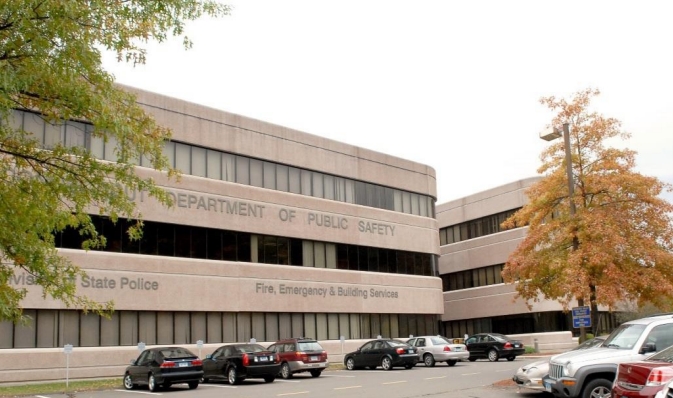 The exterior of a three-story office building; Department of Public Safety is displayed on the exterior