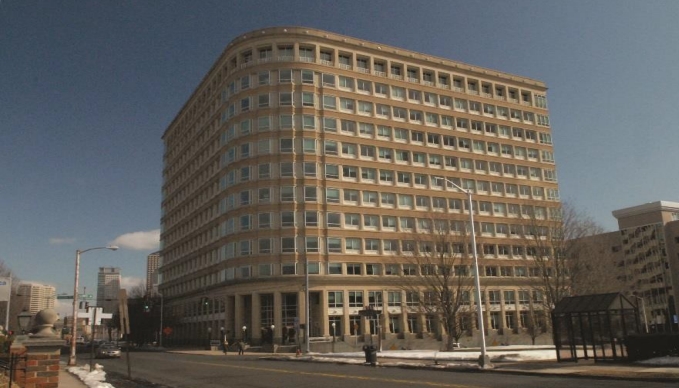 The facade of 55 Farmington Avenue in Hartford, CT