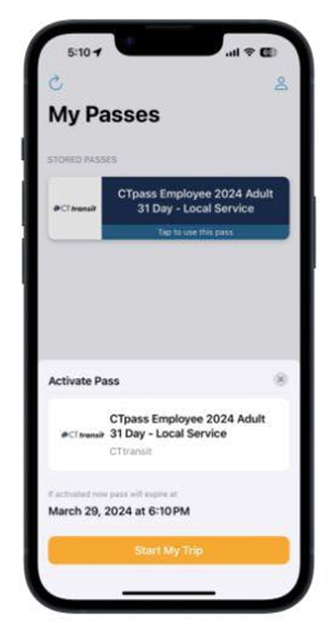 Phone screen Start My Trip