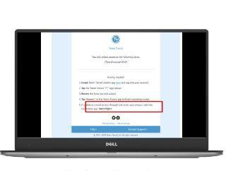 Open laptop to 8 digit code