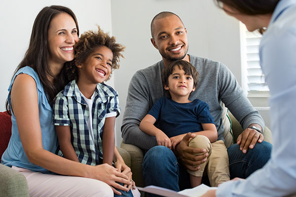 adoptive family with social worker