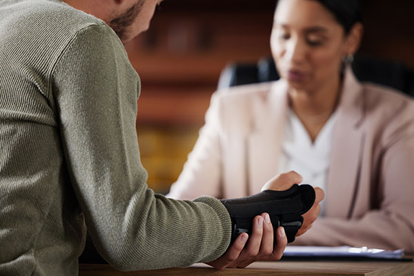 injured person with social worker