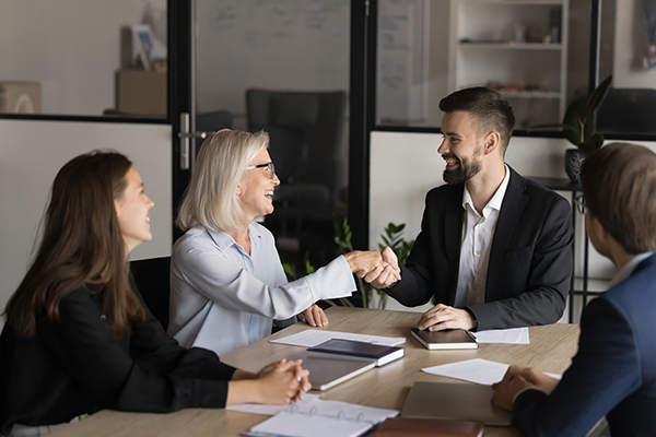 teammates shaking hands