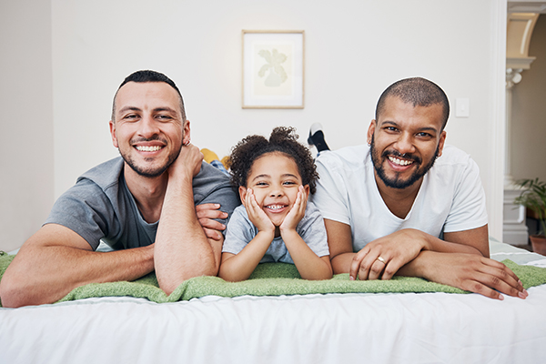 Happy family and a child