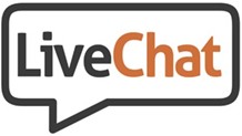 Conversation bubble that reads "Live Chat"
