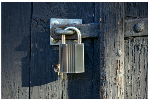 Image of lock on wooden door