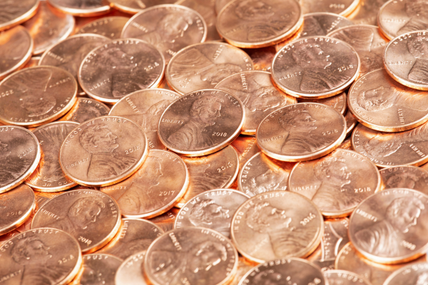 Decorative image of pennies in relation to the national penny shortage