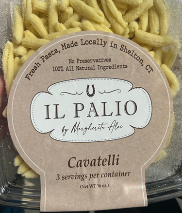 Cavatelli pasta from brand Il Palio in a clear plastic package.
