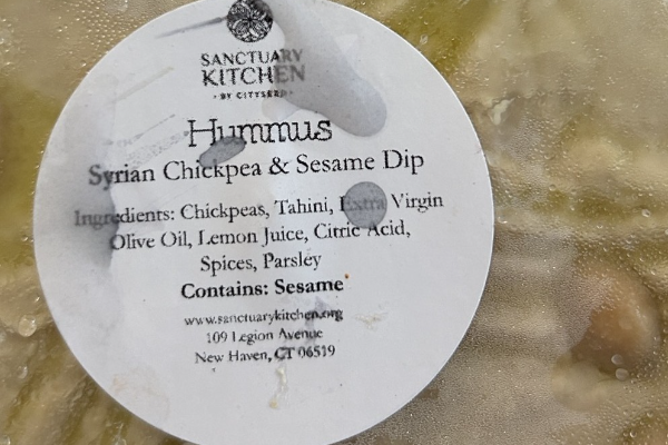 Image of hummus manufactured by Sanctuary Kitchen that is recalled due to undeclared additives 