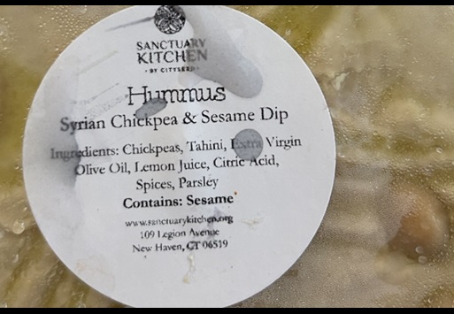 Image of hummus manufactured by Sanctuary Kitchen that is recalled due to undeclared additives