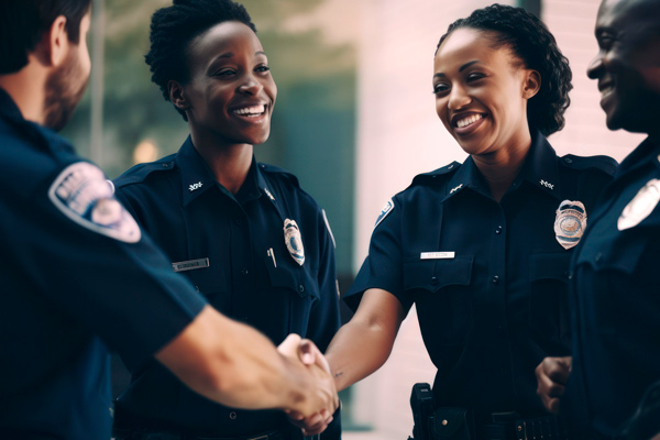 Officers shaking hands