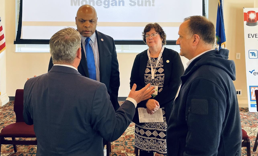 DESPP Commissioner Ronnell Higgins, at left, and Deputy Commissioner Brenda Bergeron