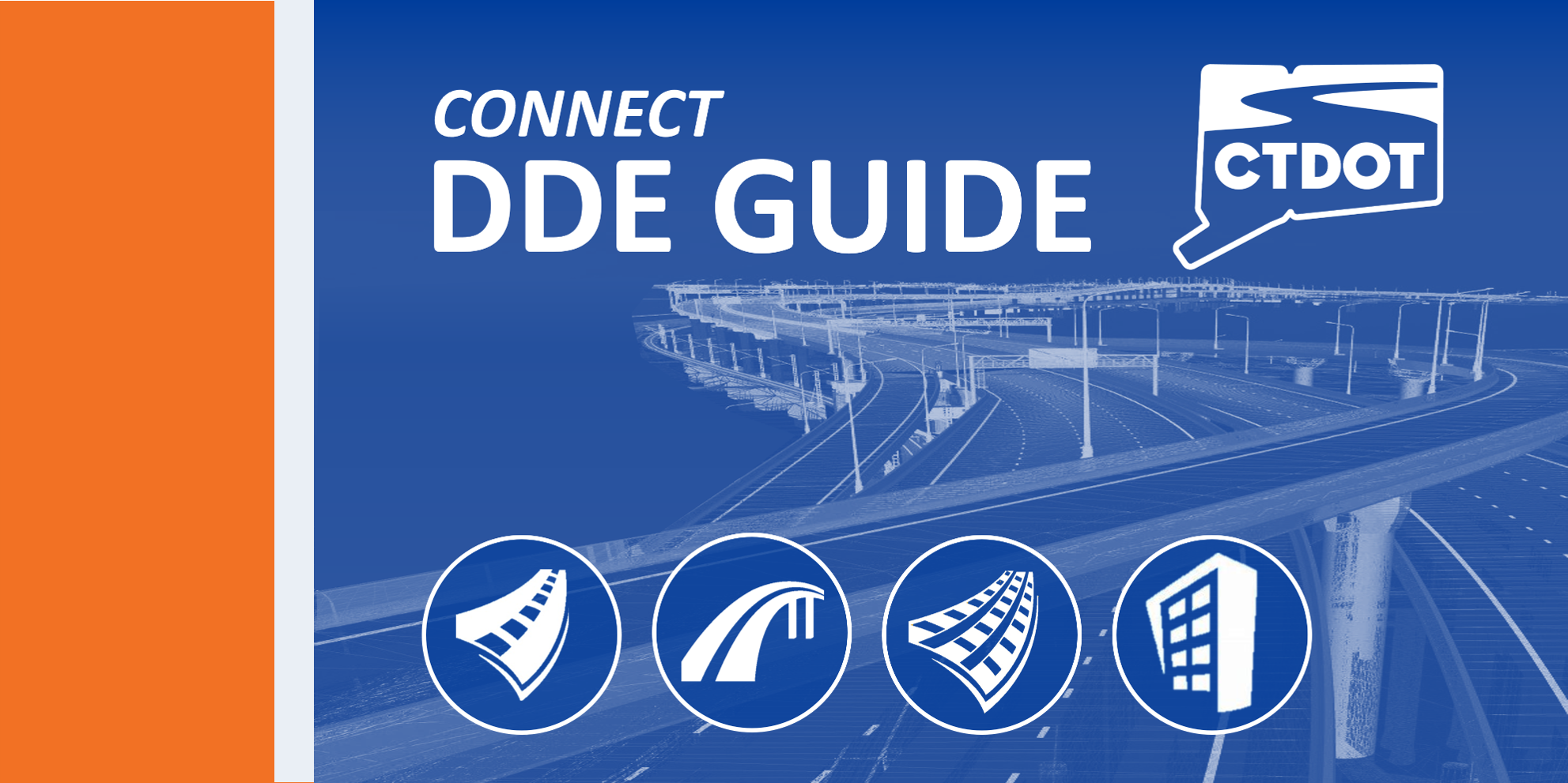 Cover of the CTDOT CONNECT DDE Guide with highway interchange graphic