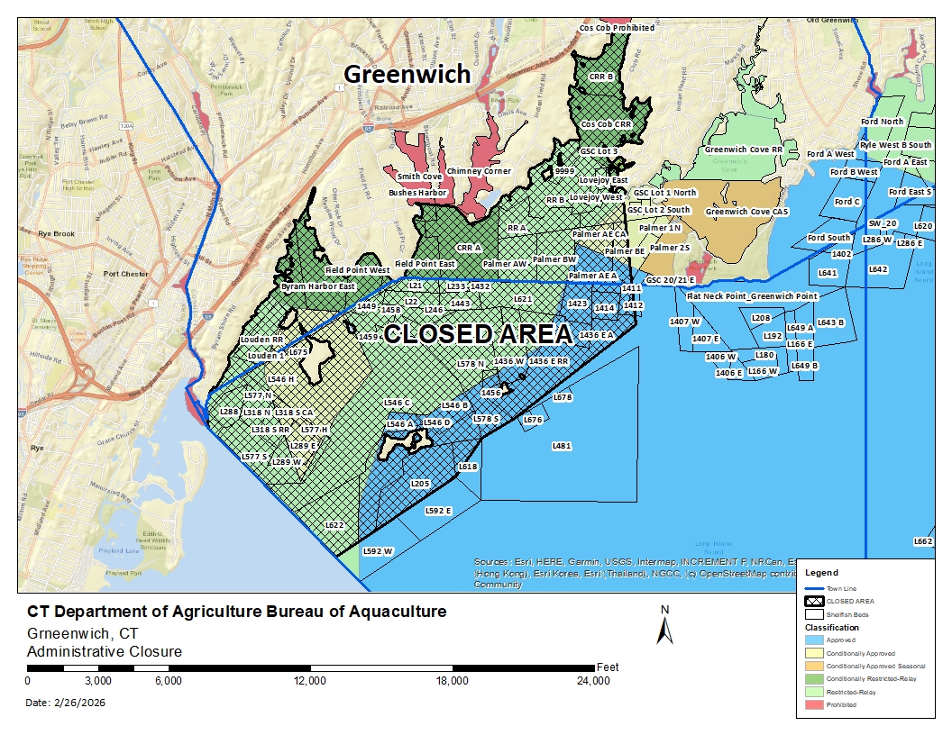 Greenwich shellfish growing area administrative closure