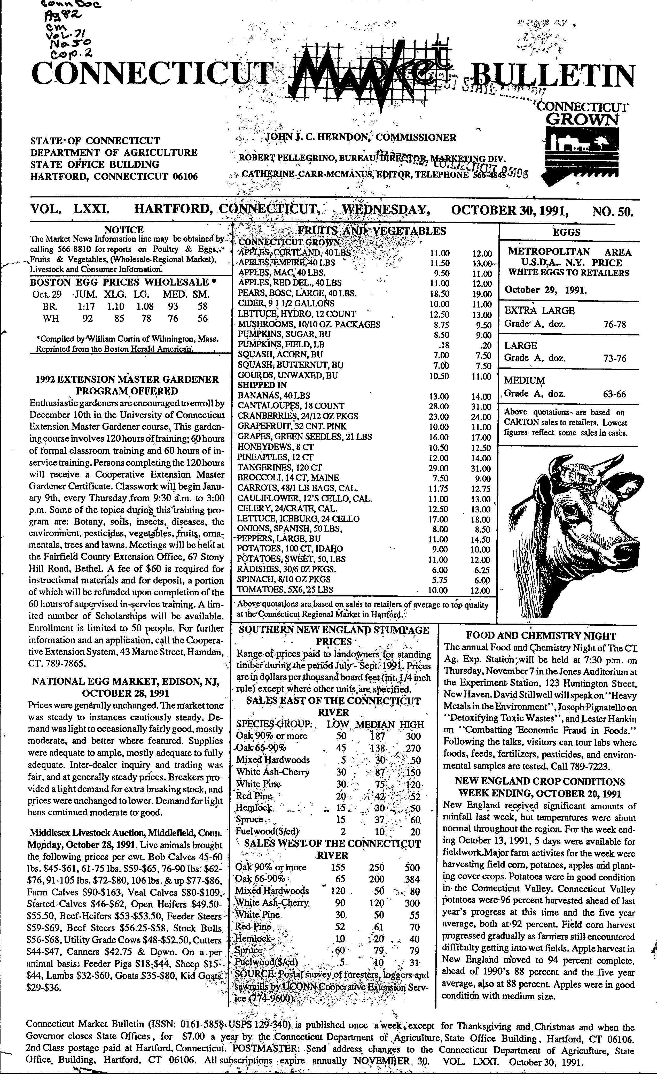last issue of Connecticut Market Bulletin October 30, 1991