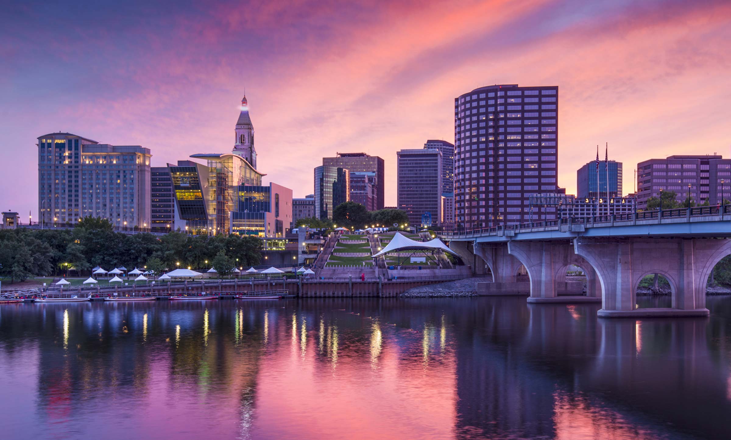 the City of Hartford Skyline as seen from the eastern shore of the Connecticut river