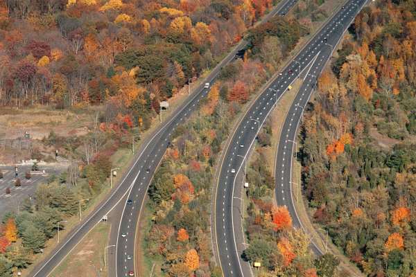 fall curve aerial roadway