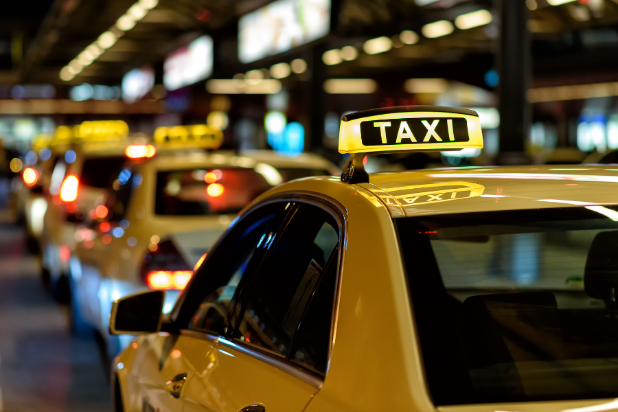 taxi stuck in traffic