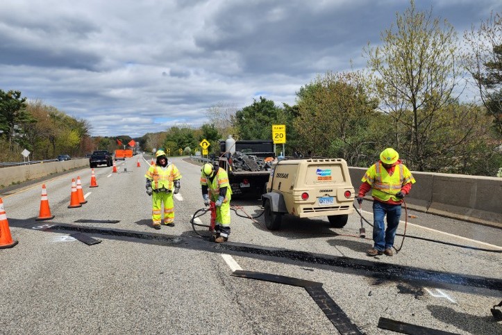 crews at work on a local road