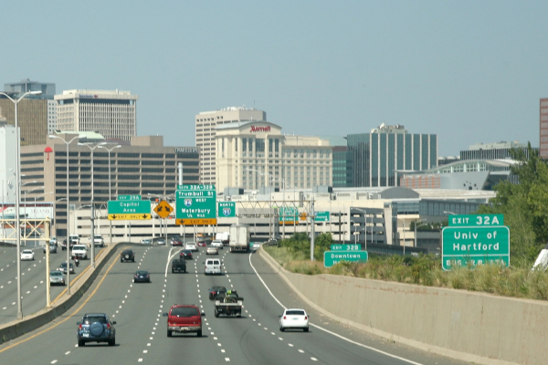 I-91 in Hartford northbound in the city