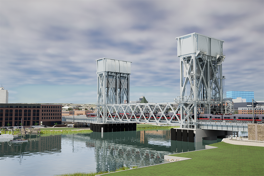 rendering of the WALK bridge in Norwalk Connecticut
