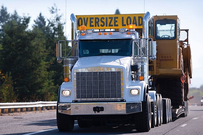 Truck with an oversize load