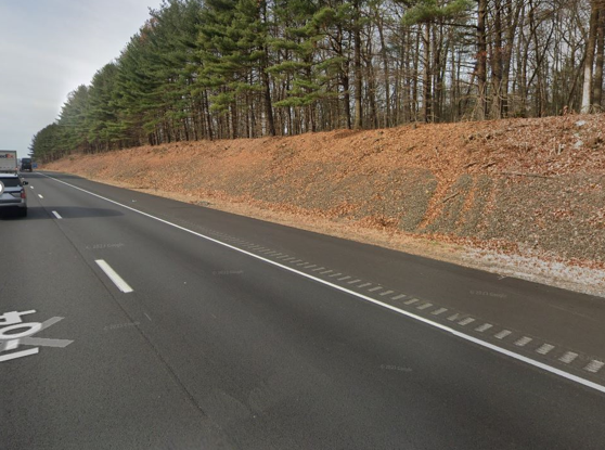 earthen berm along I-84