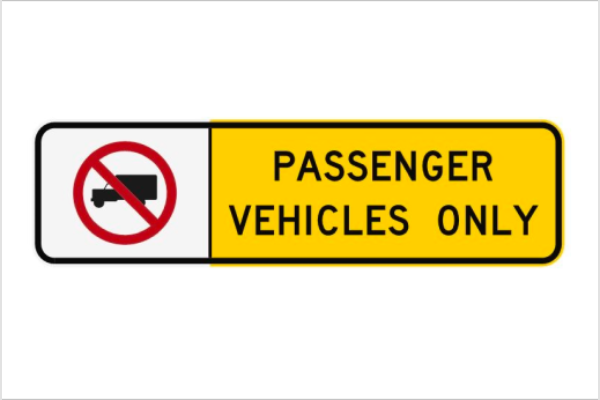 Official Connecticut passenger vehicles only parkway restriction graphic
