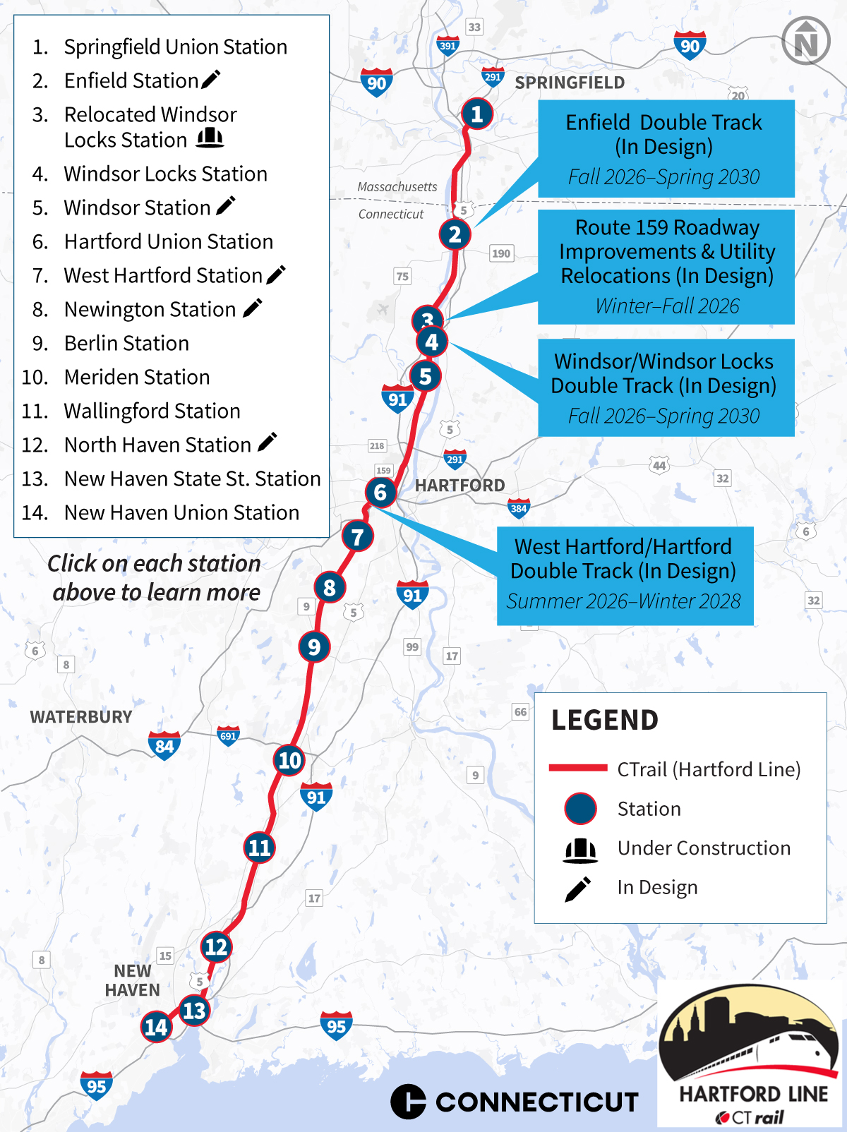 Hartford Line Improvements Map