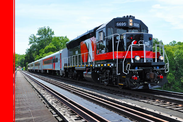 Hartford Rail train photo with red banner graphic