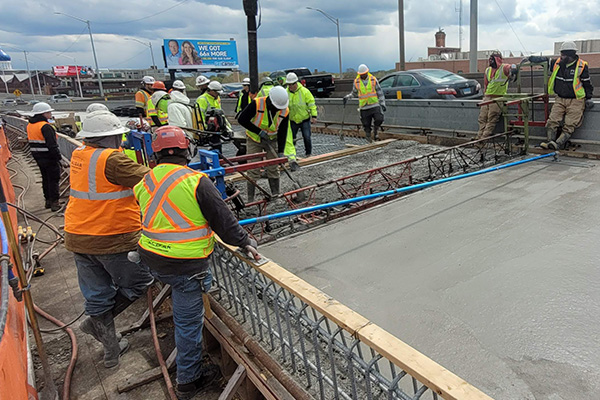 Concrete pours for the new bridge deck.