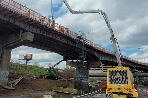 Concrete pours for the new bridge deck.