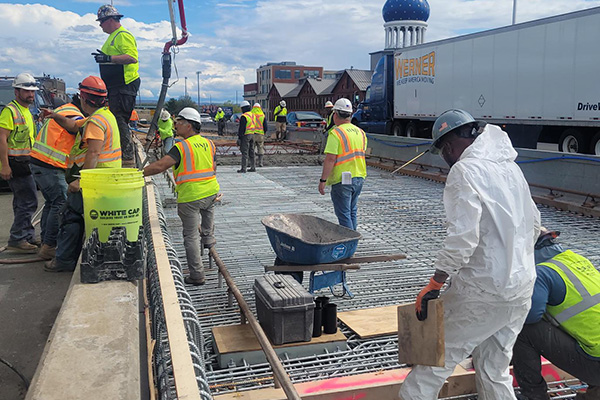 Concrete pours for the new bridge deck.