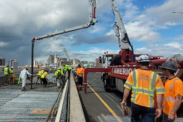 Concrete pours for the new bridge deck.