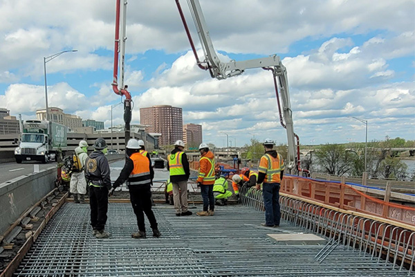 Concrete pours for the new bridge deck.