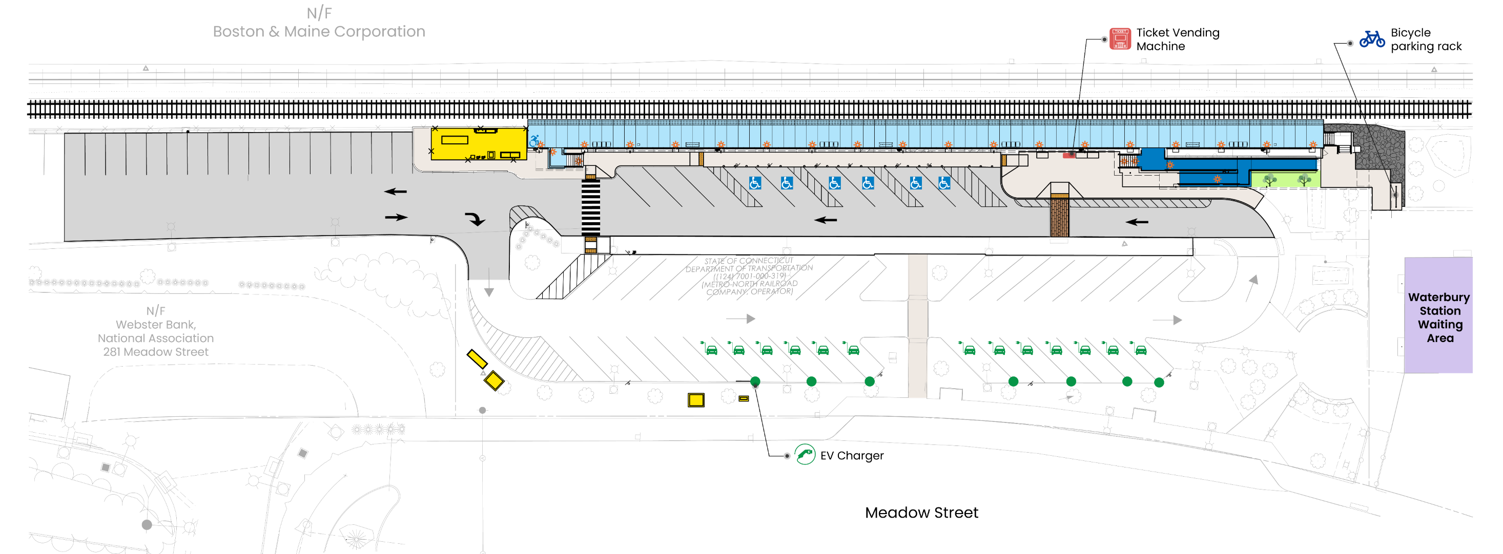 View the site plan for the Waterbury station